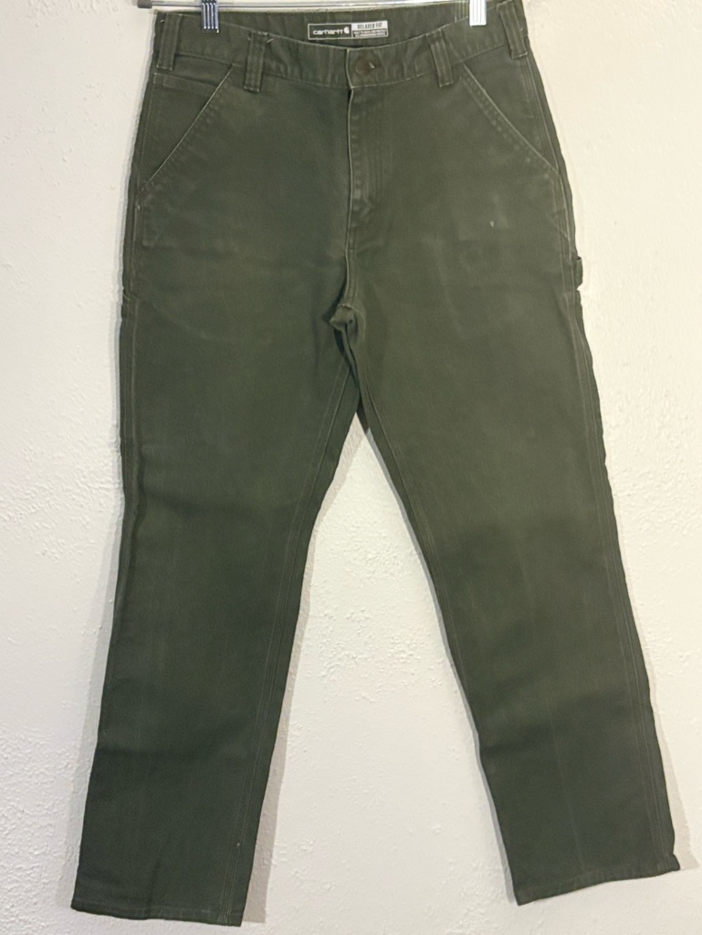 Carhartt Carpenter Pants Men's 31x32 Dungaree Fit Vintage Canvas Moss Green 90's